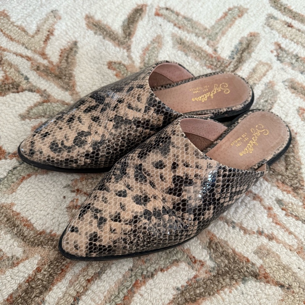Seychelles Snakeskin Slip-On Mules Size 7.5